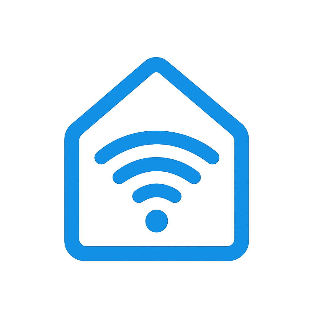 Smart home icon with house outline and Wi‑Fi symbol